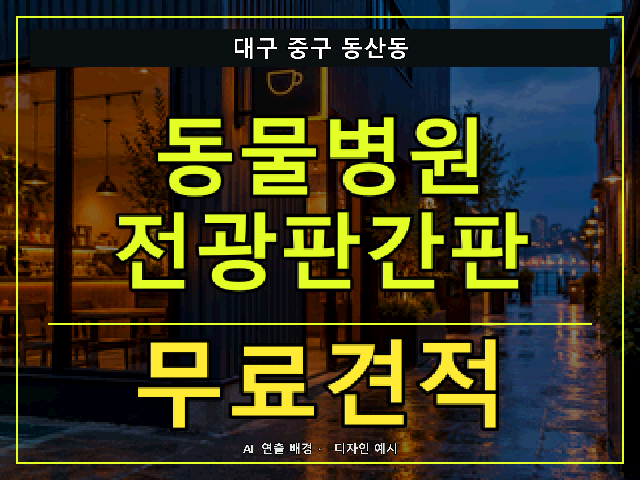 대구 중구 동산동 동물병원 전광판간판 무료견적 안내 썸네일 · AI 연출 배경