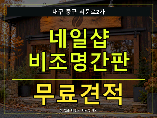 대구 중구 서문로2가 네일샵 비조명간판 무료견적 안내 썸네일 · AI 연출 배경