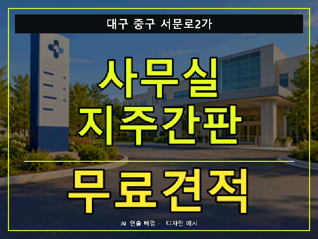 대구 중구 서문로2가 사무실 지주간판 무료견적 안내 썸네일 · AI 연출 배경