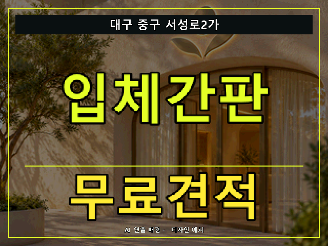 대구 중구 서성로2가 입체간판 무료견적 안내 썸네일 · AI 연출 배경