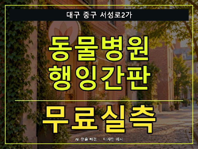 대구 중구 서성로2가 동물병원 행잉간판 무료실측 안내 썸네일 · AI 연출 배경