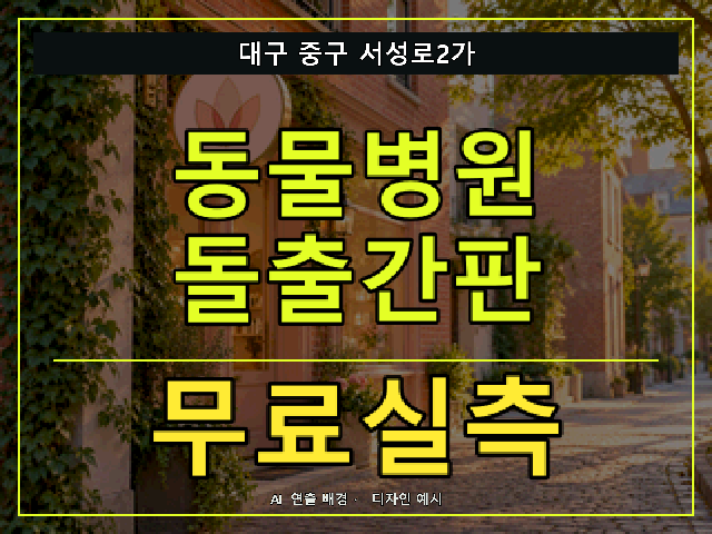 대구 중구 서성로2가 동물병원 돌출간판 무료실측 안내 썸네일 · AI 연출 배경
