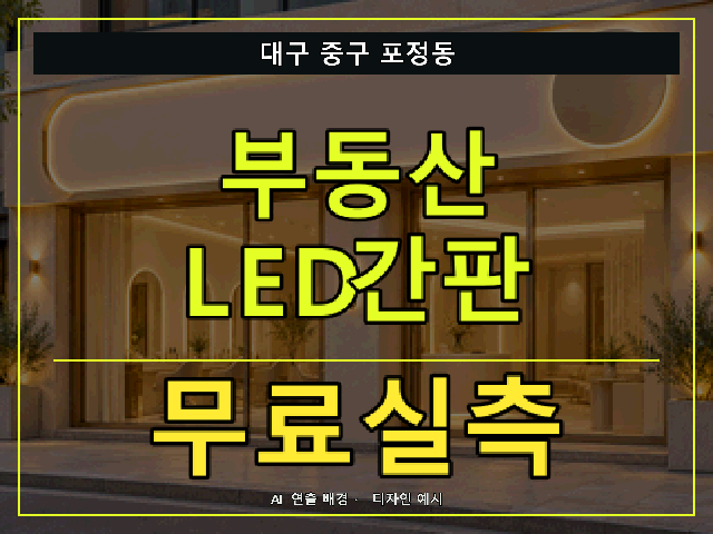 대구 중구 포정동 부동산 LED간판 무료실측 안내 썸네일 · AI 연출 배경