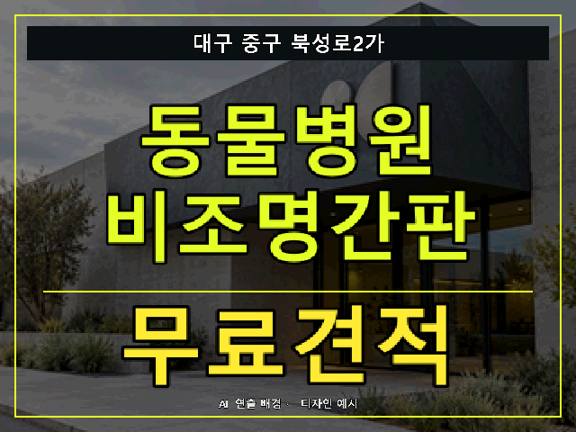 대구 중구 북성로2가 동물병원 비조명간판 무료견적 안내 썸네일 · AI 연출 배경
