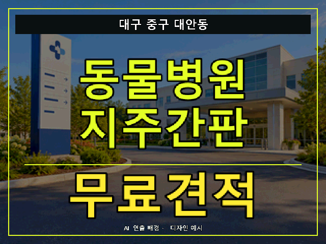 대구 중구 대안동 동물병원 지주간판 무료견적 안내 썸네일 · AI 연출 배경