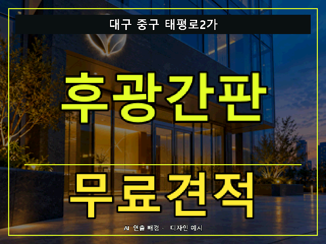 대구 중구 태평로2가 후광간판 무료견적 안내 썸네일 · AI 연출 배경