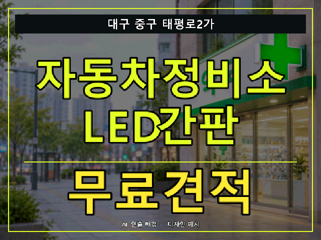 대구 중구 태평로2가 자동차정비소 LED간판 무료견적 안내 썸네일 · AI 연출 배경