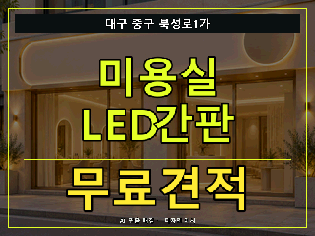 대구 중구 북성로1가 미용실 LED간판 무료견적 안내 썸네일 · AI 연출 배경