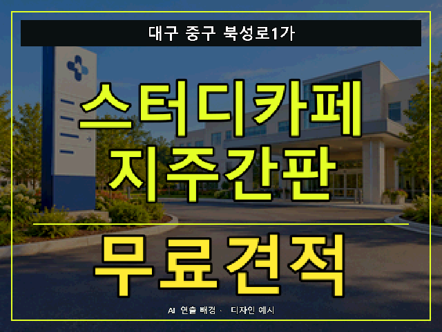대구 중구 북성로1가 스터디카페 지주간판 무료견적 안내 썸네일 · AI 연출 배경