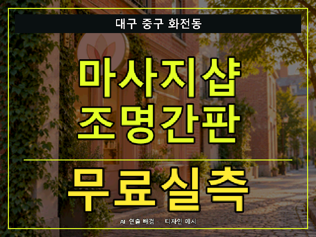 대구 중구 화전동 마사지샵 조명간판 무료실측 안내 썸네일 · AI 연출 배경