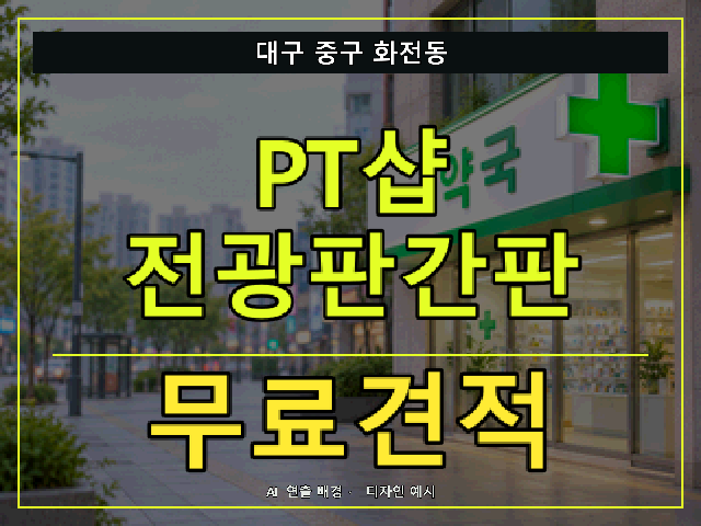 대구 중구 화전동 PT샵 전광판간판 무료견적 안내 썸네일 · AI 연출 배경
