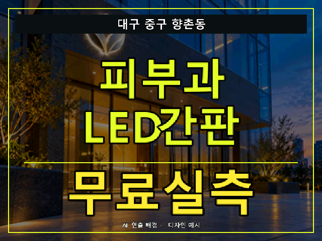 대구 중구 향촌동 피부과 LED간판 무료실측 안내 썸네일 · AI 연출 배경