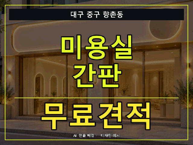 대구 중구 향촌동 미용실 간판 무료견적 안내 썸네일 · AI 연출 배경