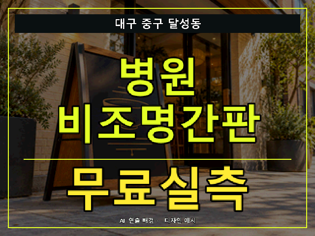 대구 중구 달성동 병원 비조명간판 무료실측 안내 썸네일 · AI 연출 배경