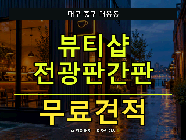 대구 중구 대봉동 뷰티샵 전광판간판 무료견적 안내 썸네일 · AI 연출 배경
