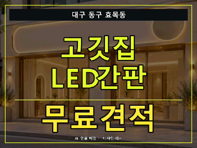대구 동구 효목동 고깃집 LED간판 무료견적 안내 썸네일 · AI 연출 배경