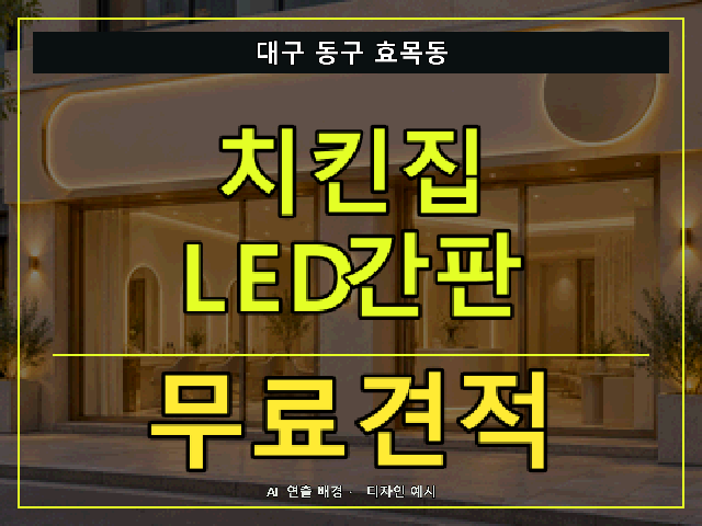 대구 동구 효목동 치킨집 LED간판 무료견적 안내 썸네일 · AI 연출 배경