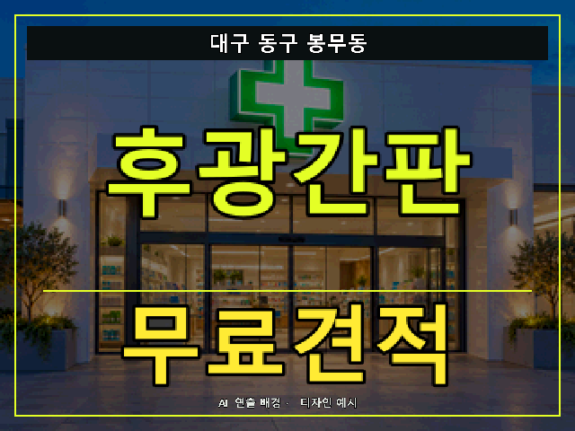 대구 동구 봉무동 후광간판 무료견적 안내 썸네일 · AI 연출 배경