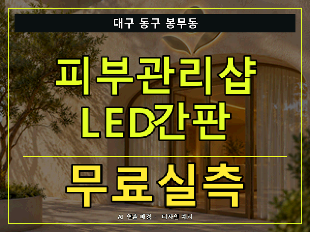 대구 동구 봉무동 피부관리샵 LED간판 무료실측 안내 썸네일 · AI 연출 배경