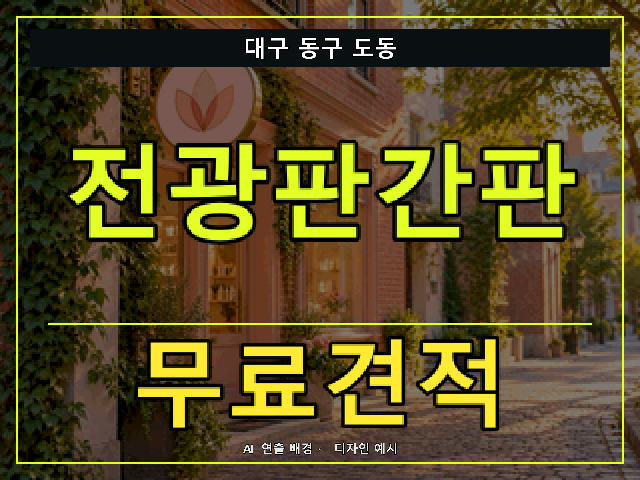 대구 동구 도동 전광판간판 무료견적 안내 썸네일 · AI 연출 배경