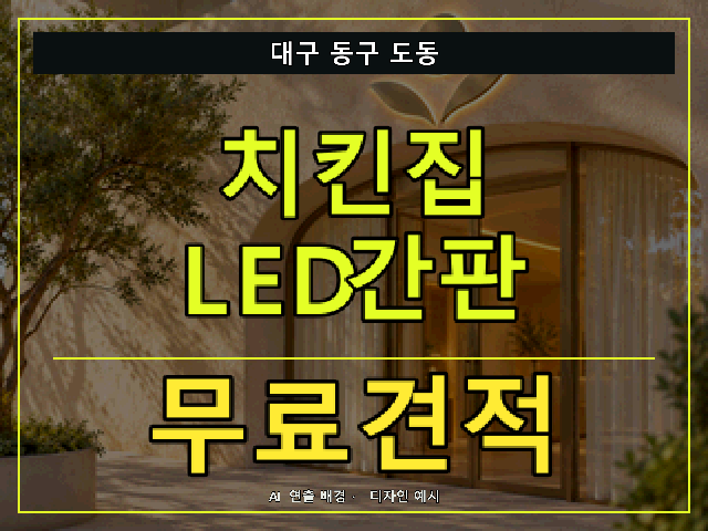 대구 동구 도동 치킨집 LED간판 무료견적 안내 썸네일 · AI 연출 배경