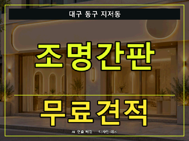 대구 동구 지저동 조명간판 무료견적 안내 썸네일 · AI 연출 배경