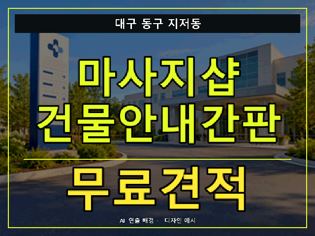 대구 동구 지저동 마사지샵 건물안내간판 무료견적 안내 썸네일 · AI 연출 배경