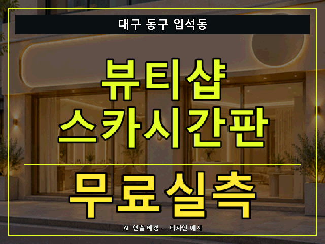 대구 동구 입석동 뷰티샵 스카시간판 무료실측 안내 썸네일 · AI 연출 배경