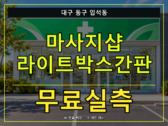 대구 동구 입석동 마사지샵 라이트박스간판 무료실측 안내 썸네일 · AI 연출 배경