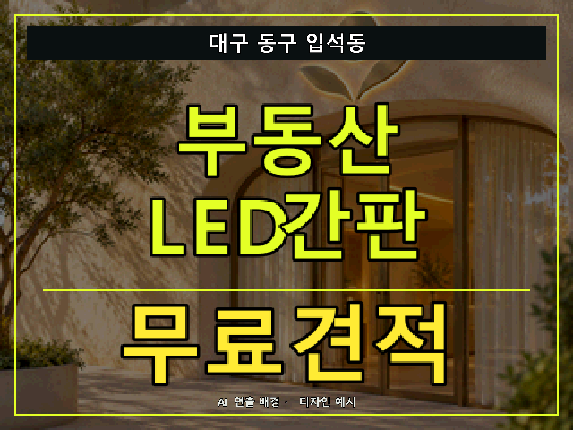 대구 동구 입석동 부동산 LED간판 무료견적 안내 썸네일 · AI 연출 배경