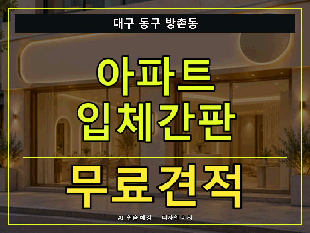 대구 동구 방촌동 아파트 입체간판 무료견적 안내 썸네일 · AI 연출 배경