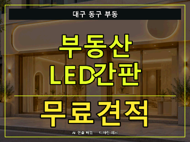대구 동구 부동 부동산 LED간판 무료견적 안내 썸네일 · AI 연출 배경