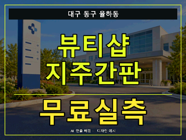 대구 동구 율하동 뷰티샵 지주간판 무료실측 안내 썸네일 · AI 연출 배경