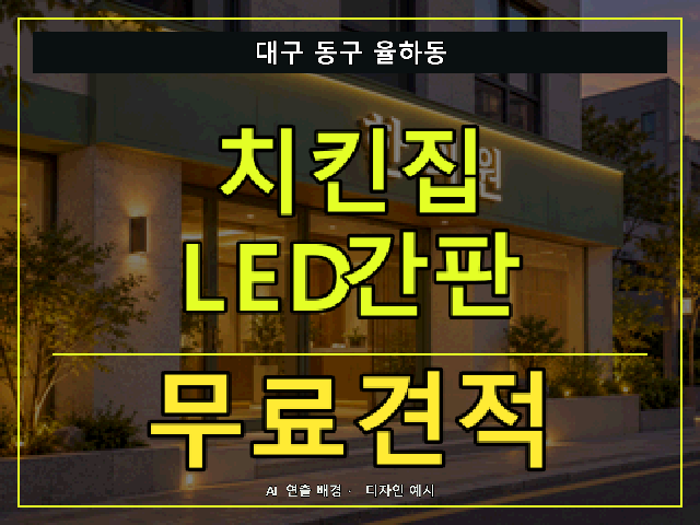 대구 동구 율하동 치킨집 LED간판 무료견적 안내 썸네일 · AI 연출 배경