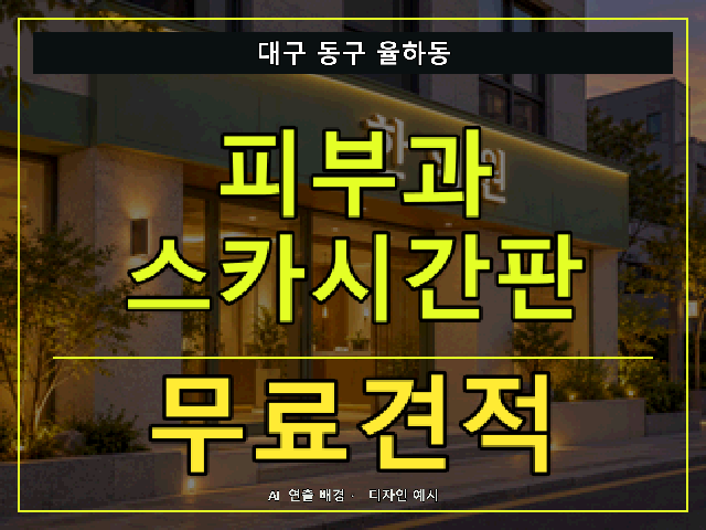 대구 동구 율하동 피부과 스카시간판 무료견적 안내 썸네일 · AI 연출 배경
