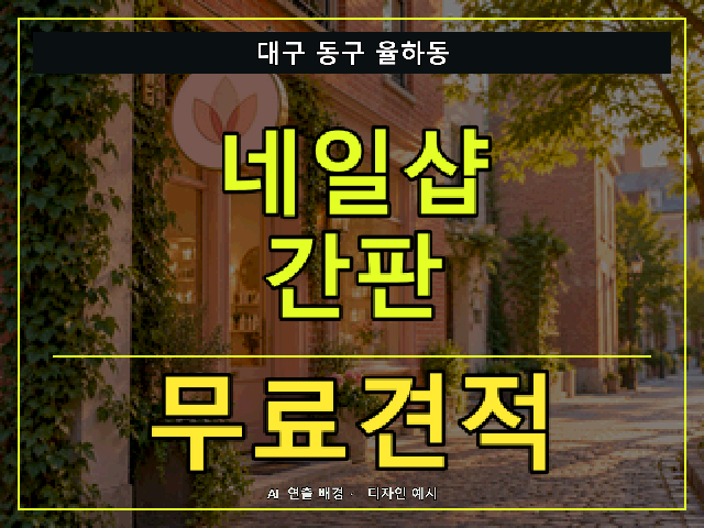대구 동구 율하동 네일샵 간판 무료견적 안내 썸네일 · AI 연출 배경