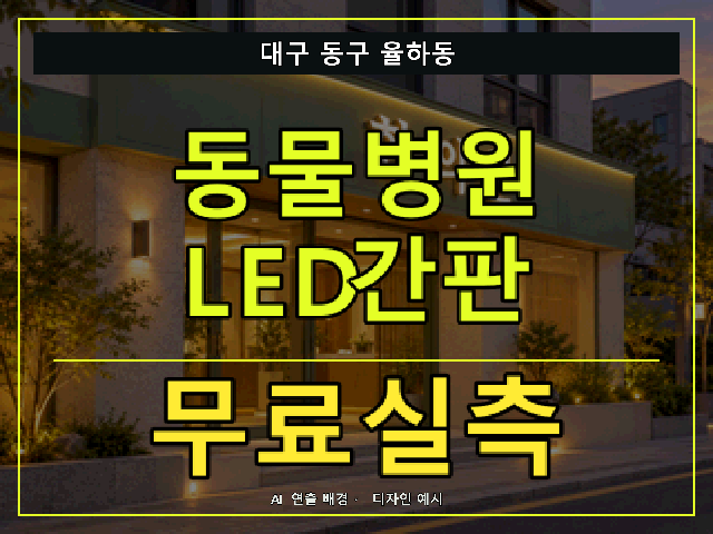 대구 동구 율하동 동물병원 LED간판 무료실측 안내 썸네일 · AI 연출 배경