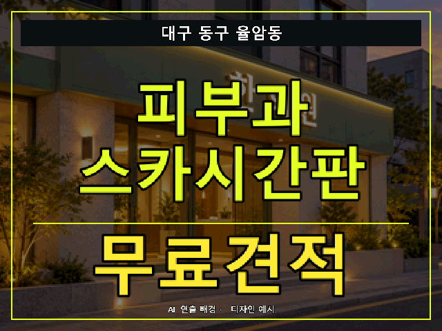 대구 동구 율암동 피부과 스카시간판 무료견적 안내 썸네일 · AI 연출 배경