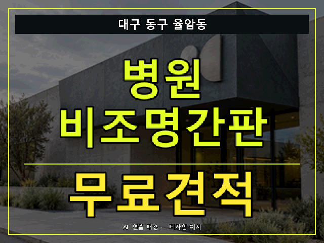 대구 동구 율암동 병원 비조명간판 무료견적 안내 썸네일 · AI 연출 배경