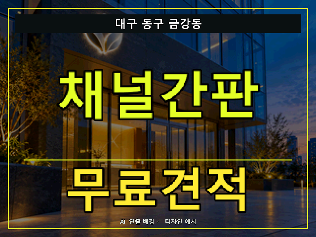 대구 동구 금강동 채널간판 무료견적 안내 썸네일 · AI 연출 배경