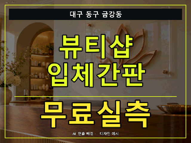 대구 동구 금강동 뷰티샵 입체간판 무료실측 안내 썸네일 · AI 연출 배경