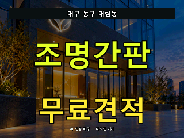 대구 동구 대림동 조명간판 무료견적 안내 썸네일 · AI 연출 배경