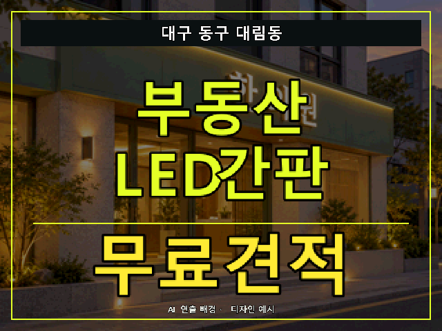 대구 동구 대림동 부동산 LED간판 무료견적 안내 썸네일 · AI 연출 배경