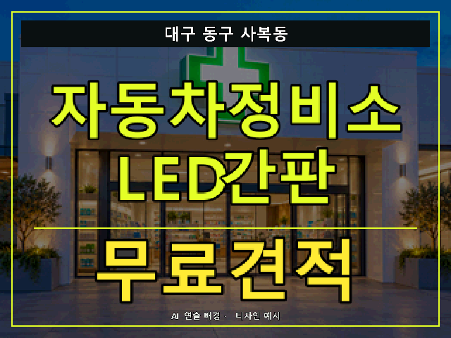 대구 동구 사복동 자동차정비소 LED간판 무료견적 안내 썸네일 · AI 연출 배경