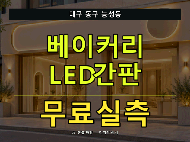 대구 동구 능성동 베이커리 LED간판 무료실측 안내 썸네일 · AI 연출 배경