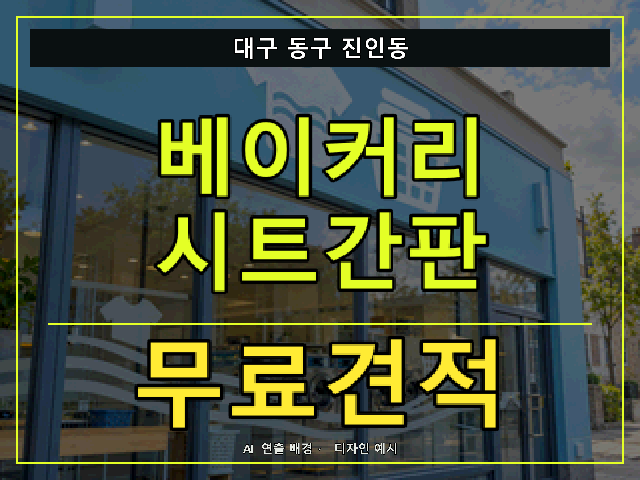 대구 동구 진인동 베이커리 시트간판 무료견적 안내 썸네일 · AI 연출 배경