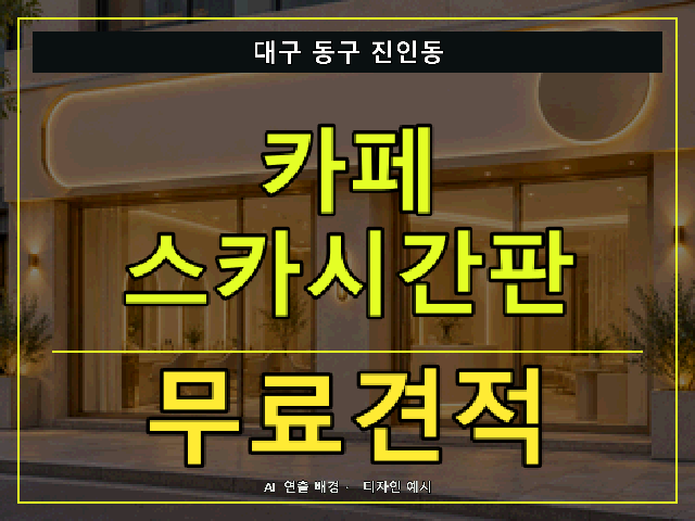 대구 동구 진인동 카페 스카시간판 무료견적 안내 썸네일 · AI 연출 배경