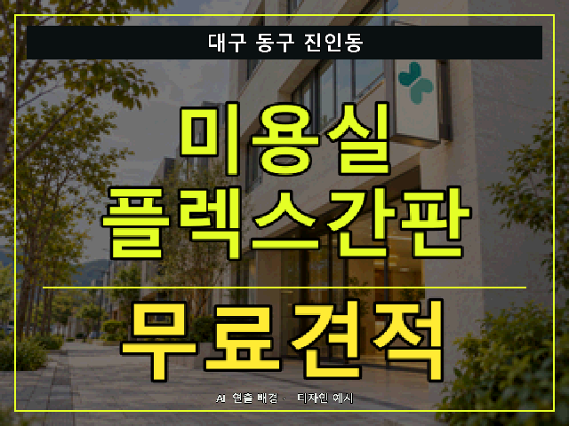 대구 동구 진인동 미용실 플렉스간판 무료견적 안내 썸네일 · AI 연출 배경