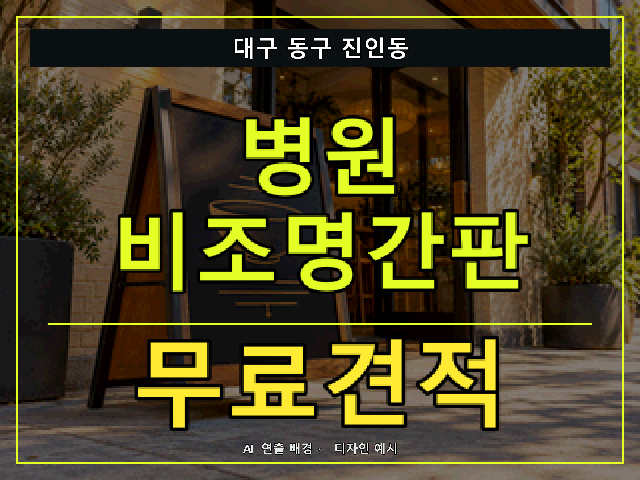 대구 동구 진인동 병원 비조명간판 무료견적 안내 썸네일 · AI 연출 배경