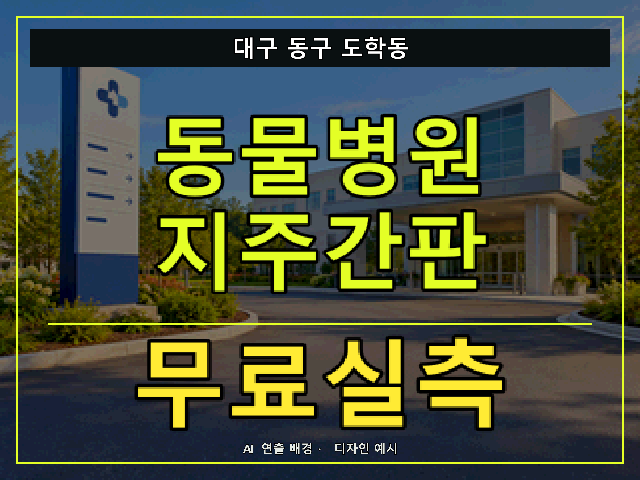 대구 동구 도학동 동물병원 지주간판 무료실측 안내 썸네일 · AI 연출 배경